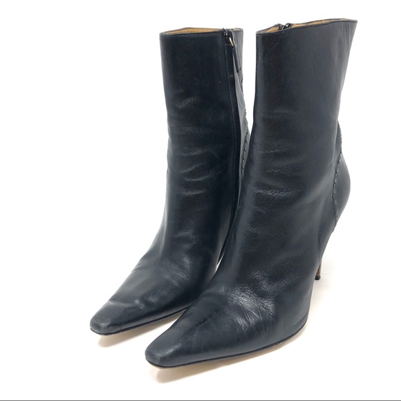 GUCCI black leather booties, made Italy, size 9 - Picture 1 of 15